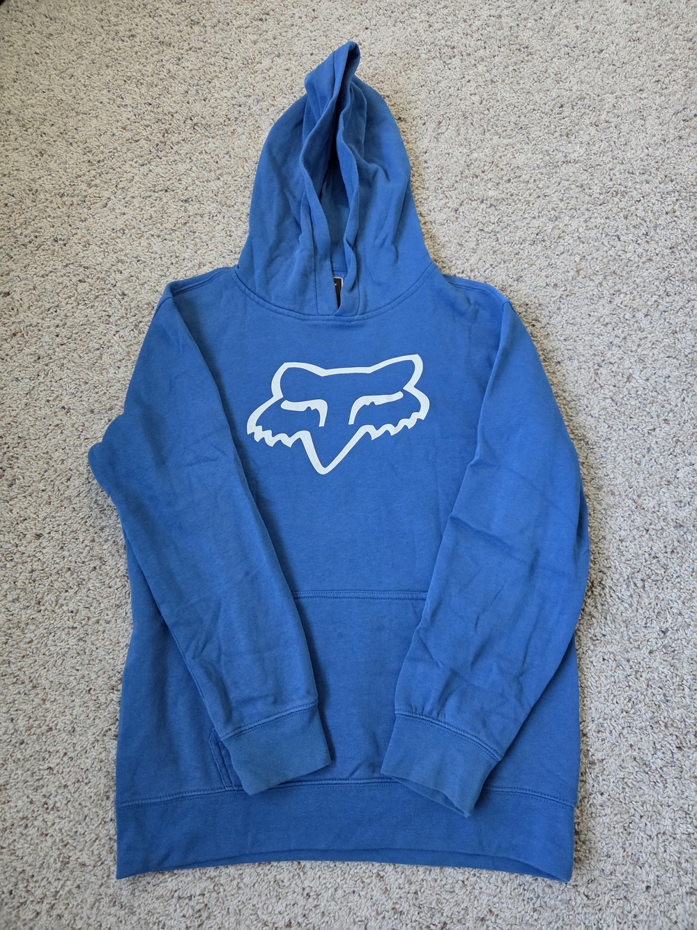 Fox Blue Pullover Hoodie with White Logo Patch